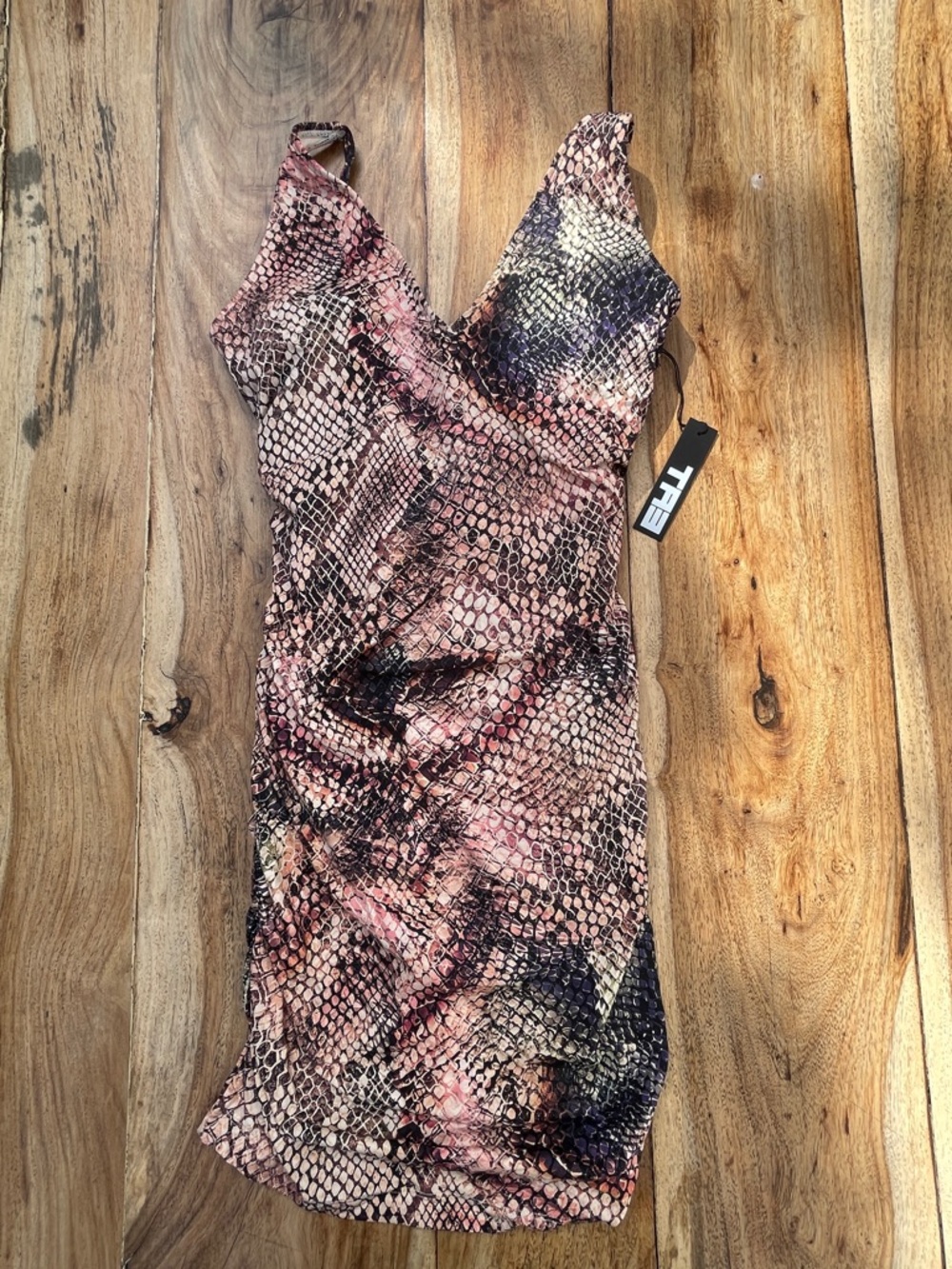 Ta3 Plungey Swim Mini Dress  in Snake, Size L, Reg/Long, NWT